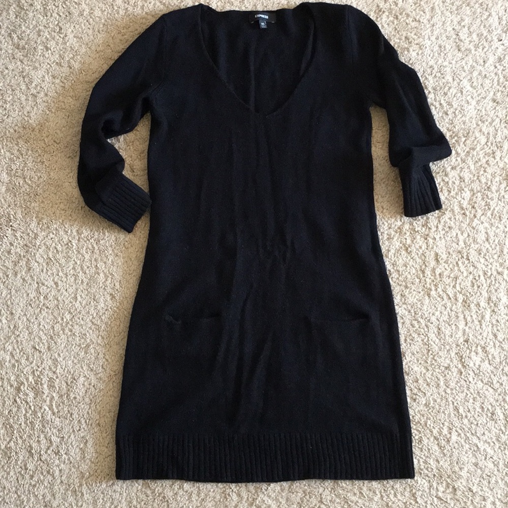 Express black v neck sweater dress